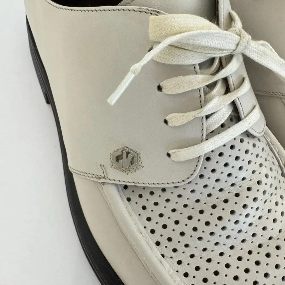 Gianni Versace Vintage Perforated Leather Lace-Up Shoes Brogues White Men's 11